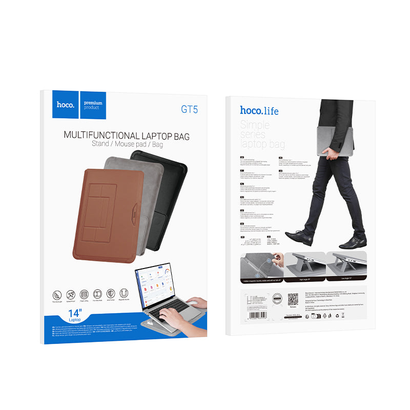 Premium Multi-Functional Laptop & Tablet Sleeve w/ Stand, Mouse Pad (GT5) [14 inch - Black]