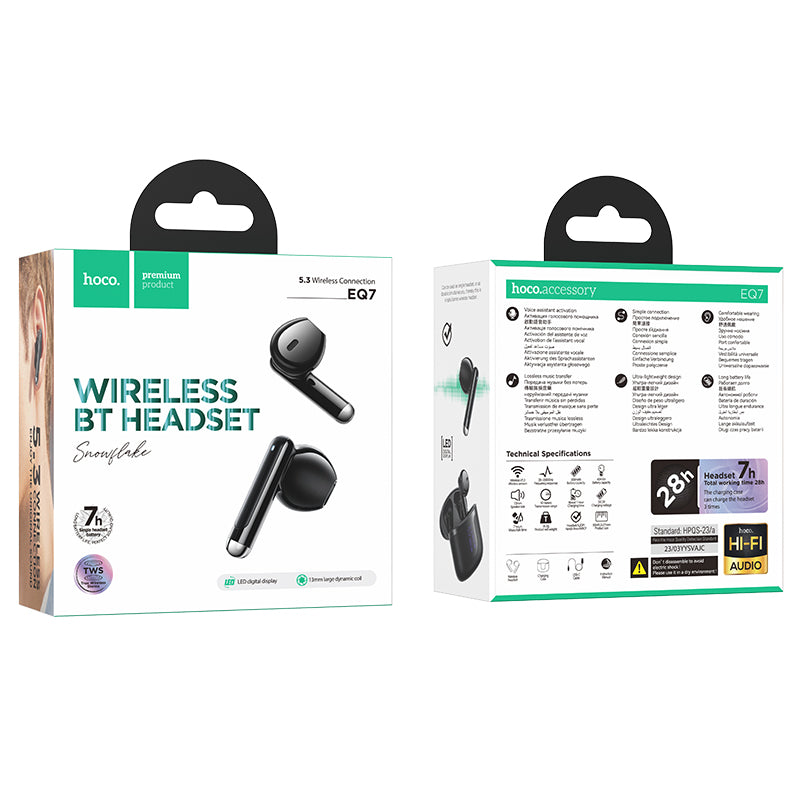 Hoco TWS Earbud w/ 7 Hour, Battery % Display (EQ7) Black [ ]
