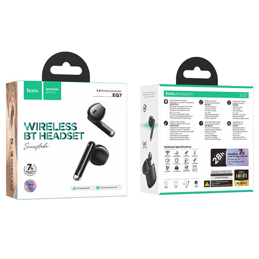 Hoco TWS Earbud w/ 7 Hour, Battery % Display (EQ7) Black [ ]
