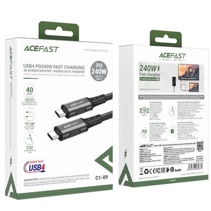 Acefast 240W Super Durable Premium PD USB-C to USB-C Cable w/ 4K HDMI Video & Audio, 40GB PS, USB 4.0 (C1-09)