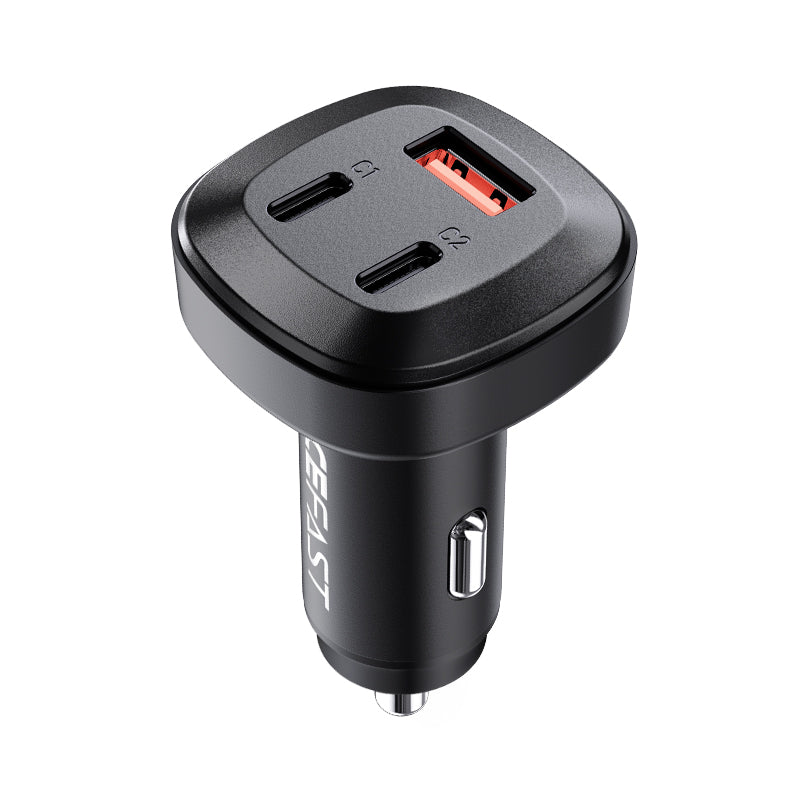 Acefast 66W 3-Port Super Fast Car Charger w/ 2 x USB-C + UAB-A, Zinc Alloy Body (B3)