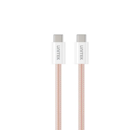 UNITEK 1M USB-C to USB-C Magnetic Cable - 100W PD Fast Charging, Tangle-free Design, Double Braided Nylon, USB 2.0, Pink (Product Code: UNITEK-1M-PINK)