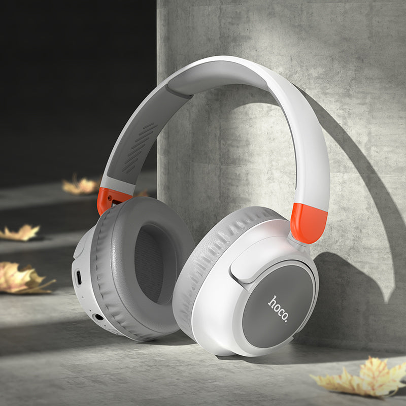 Hoco Stereo Comfortable Bluetooth Headset w/ 25 Hours, MicroSD & Aux Input Modes (W43) [ Grey]