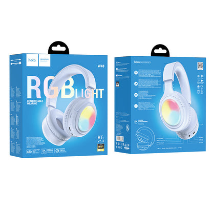 Hoco Bluetooth Headset W/ 46 Hours, Rgb Light (W48) - Blue