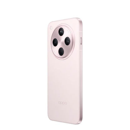 Oppo smartphone in a sleek pink finish featuring a circular camera module with four lenses.
